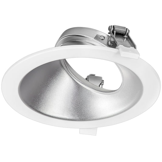 6 Inch Premium Round Wall Wash Reflector Clear with White Trim